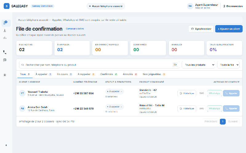Live walkthrough of the Saleasy call desk